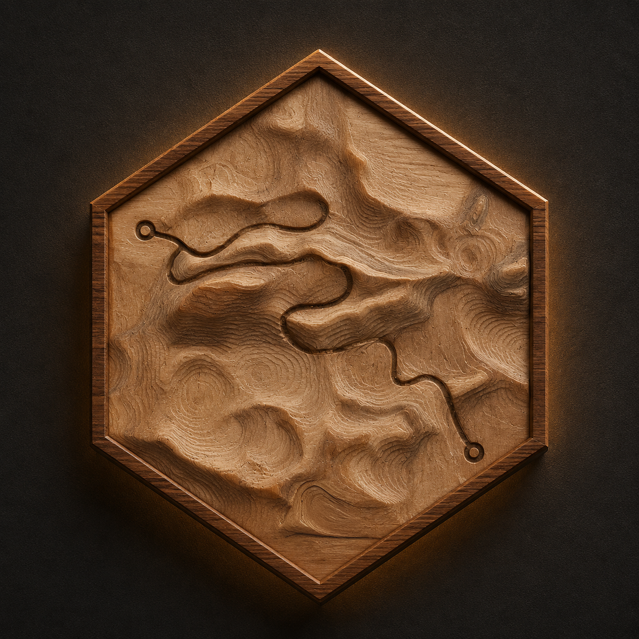Contour Origin terrain hexagon made from characterful natural wood